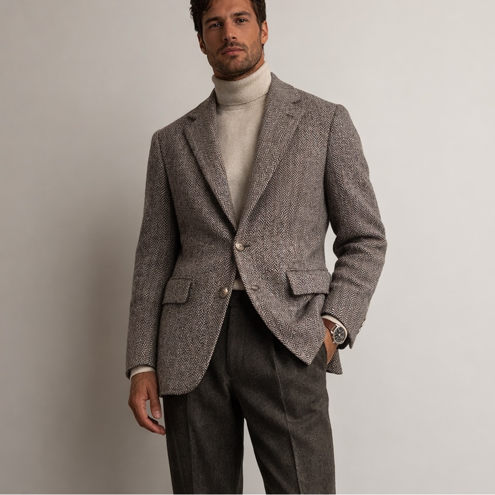 Vintage Harris Tweed Hand Woven Scottish 100% Wool Sports Coat Blazer